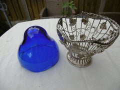 1771 stunning George 111 swing handled basket by David Bell with Glass Liner