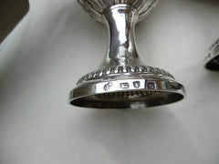 1771 fine pair of George 111 silver goblets by rare maker Austin Le Sage great crests 540g