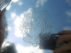 1773 fine George 111 silver salver by Elizabeth Cooke great period crest and motto 470g