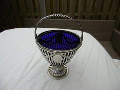 1774 fine Georgian silver Adam style basket by Thomas Daniel with glass liner