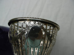 1774 fine Georgian silver Adam style basket by Thomas Daniel with glass liner