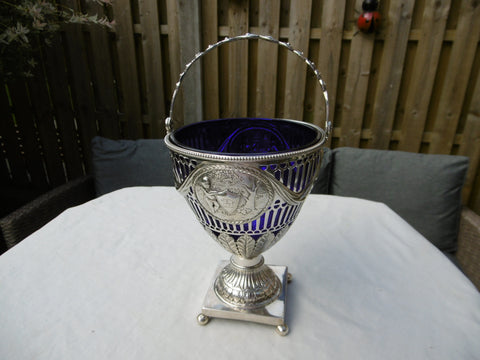 1775 stunning Georgian Adam style large silver swing handled basket see photos