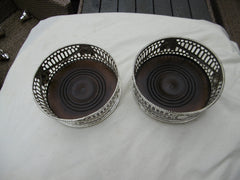 1775 very early pair of George 111 Sheffield solid silver wine coasters by John Rowbotham