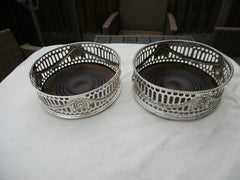 1775 very early pair of George 111 Sheffield solid silver wine coasters by John Rowbotham