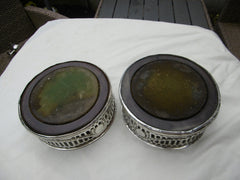1775 very early pair of George 111 Sheffield solid silver wine coasters by John Rowbotham