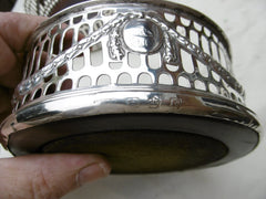 1775 very early pair of George 111 Sheffield solid silver wine coasters by John Rowbotham