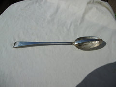 1774 lovely George 111 silver straining spoon by RS/RG 29cms long 120g
