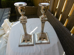 1776 stunning Pair of Georgian Adam style silver candlesticks by J Tibbets 31cms high