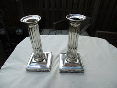 1776 nice pair of George 111 silver candlesticks by IC 17cms high weighted bases