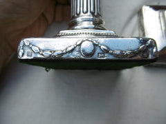 1776 nice pair of George 111 silver candlesticks by IC 17cms high weighted bases