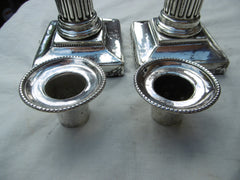 1776 nice pair of George 111 silver candlesticks by IC 17cms high weighted bases