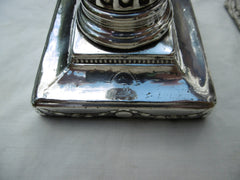 1776 nice pair of George 111 silver candlesticks by IC 17cms high weighted bases