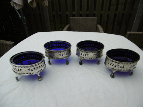 1784 fine set of 4 Georgian silver salts by William Abbey 180 grams silver