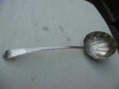 1785 very good Georgian Irish Bright cut star Soup ladle by J Shields 106g