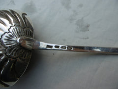 1785 very good Georgian Irish Bright cut star Soup ladle by J Shields 106g