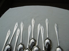 1792 rare set 0f 10 Irish bright cut star dessert spoons by J Shields 230g