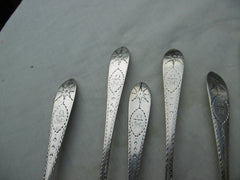 1792 rare set 0f 10 Irish bright cut star dessert spoons by J Shields 230g