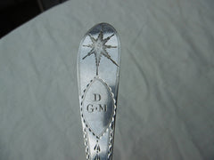 1794 excellent Georgian Irish bright cut star serving spoon by J Shiels 25cms 81g