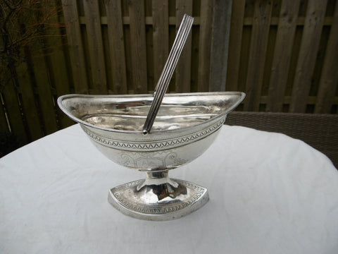 1796 lovely Irish bright cut decorated swing handled basket by G West 245g