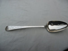 1796 very nice Georgian Irish bright cut star basting spoon by J Keating great crest