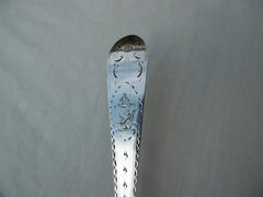 1796 beautiful Irish Bright cut basting spoon by J LeBas Bishops crest