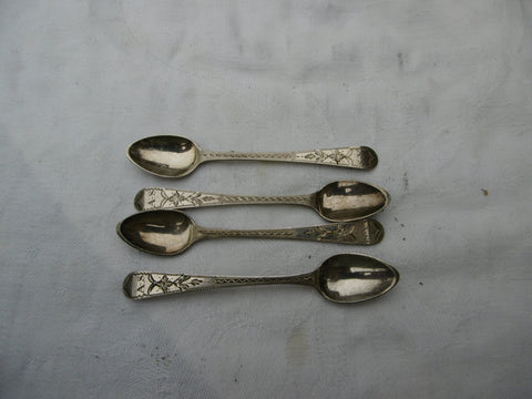 1797 fine set of 4 George 111 bright cut snuff spoons by GB