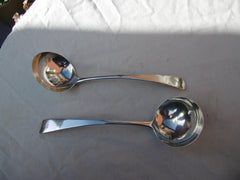 1798 fine quality pair of Irish George 111 ladles by R Whitford great crest 97g