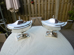 1799 magnificent pair of George 111 silver sauce tureens by John Emes great crest 1070 grams