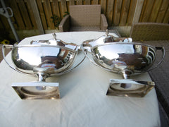 1799 magnificent pair of George 111 silver sauce tureens by John Emes great crest 1070 grams
