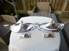 1799 magnificent pair of George 111 silver sauce tureens by John Emes great crest 1070 grams