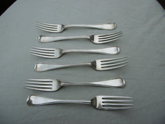 1800 excellent set of 6 Georgian Hanoverian thread Table forks by Eley Fearn 415g