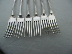 1800 excellent set of 6 Georgian Hanoverian thread Table forks by Eley Fearn 415g