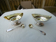 1800 fine pair of George 111 silver salts by the Batemans 180 grams gilded bowls