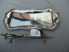 1806 fine Georgian silver Snuff tray and Snuffers with matching period crest 300g