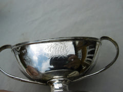 1814 fine pair of Georgian silver pedestal salts by N Hart 212g Bull crest