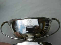 1814 fine pair of Georgian silver pedestal salts by N Hart 212g Bull crest