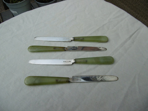 1816 fine set of 4 George 111 silver bladed knives by Joseph Wilmore 20cms long
