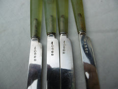 1816 fine set of 4 George 111 silver bladed knives by Joseph Wilmore 20cms long
