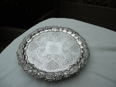 1825 top quality Georgian silver salver by J E Terry 560g great Armorial crest