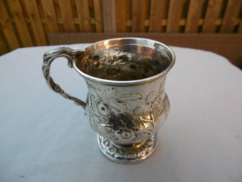 1828 Lovely Georgian childs mug by WF great decoration and snake handle