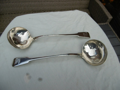 1829 Very rare pair of York Soup ladles with town mark by BCN 476 Grams period crest
