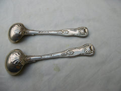 1831 top quality pair of Kings pattern mustard spoons by William Ely gilded bowls