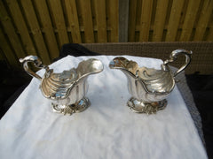 1832 stunning William 1V rococo style silver sauce boats 800 grams nice crest.