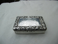 1840 fine Nathaniel Mills snuff box with historic Oddfellows inscription for Hexham 135g
