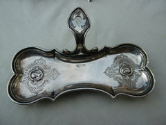 1841 stunning silver snuffer stand and snuffers , unusual design see photos