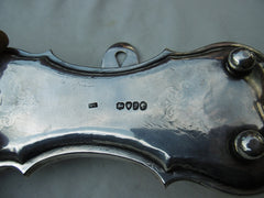 1841 stunning silver snuffer stand and snuffers , unusual design see photos