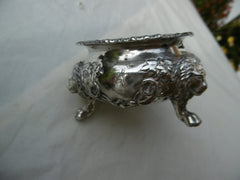 1842 top quality silver salt by Robert Hennell lovely Lions head Feet 153g