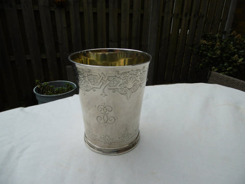 1850 lovely early Victorian cup or beaker by George Ivory 123g nice decoration