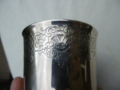 1850 lovely early Victorian cup or beaker by George Ivory 123g nice decoration