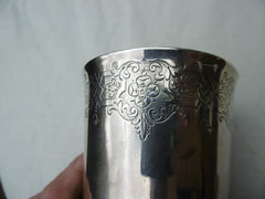 1850 lovely early Victorian cup or beaker by George Ivory 123g nice decoration